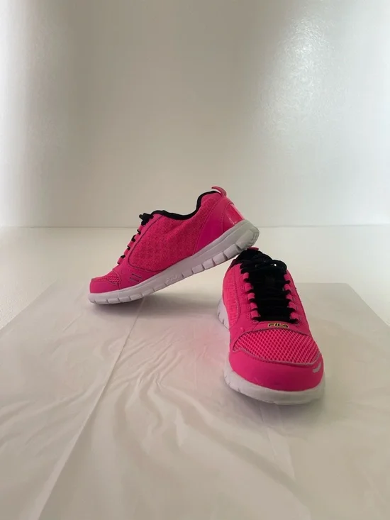 Fila Neon Pink & Black Mesh Lightweight Running Shoes Women's Size 7 - Picture 11 of 12